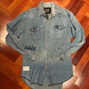 ICONS resurrection vintage denim button down shirt